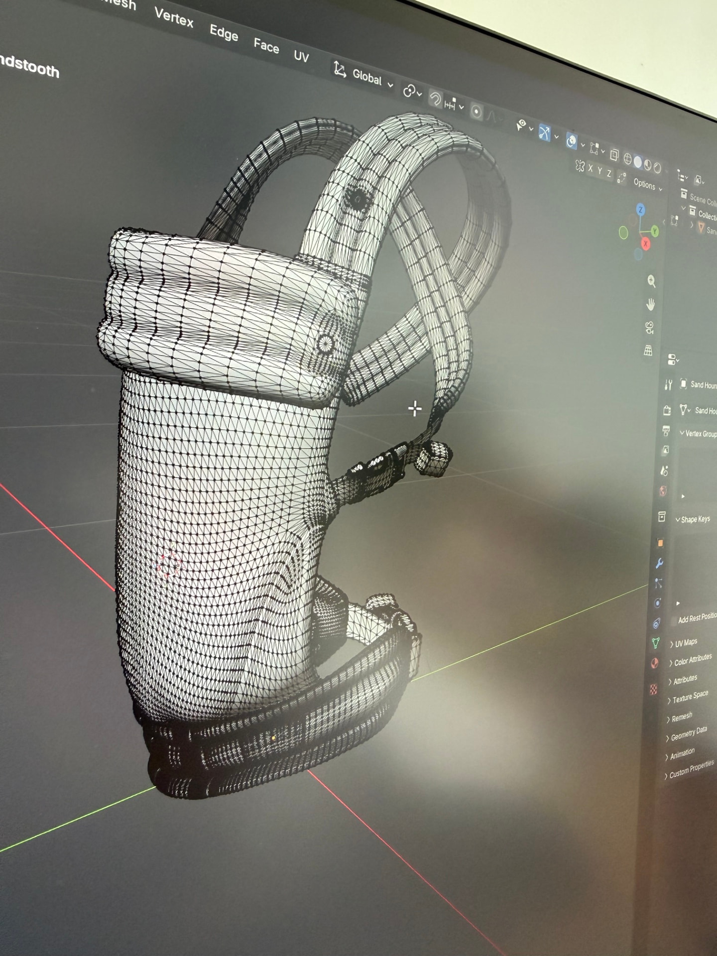 Model 3D nosidła Nelu Close w programie do projektowania